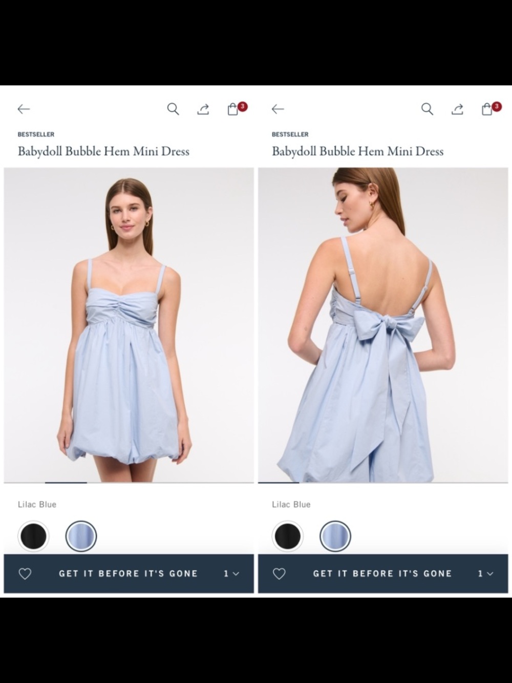 Abercrombie & Fitch Lilac Blue Babydoll Bubble Hem Mini Dress